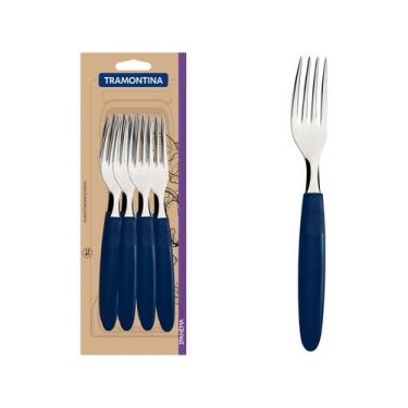Imagem de Jogo de Garfos de Mesa Tramontina Inox Ipanema 12 Peças, Azul, 12