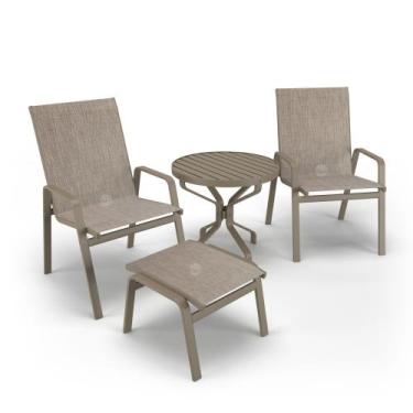 Imagem de Conjunto Ripado 2 Cadeiras com Mesa e Apoio Alumínio Fendi - Aluv Móve