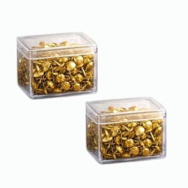 Imagem de Percevejo 200 Un Tachinha Metal Mural Cortiça Fixar cor:Dourado - ats,