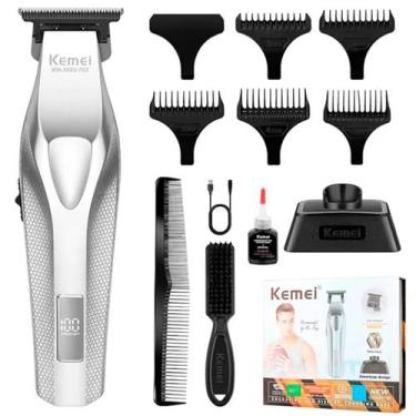 Imagem de Maquina Kemei 3023-702 Cortador De Cabelo Barba Recarregavel USB Alta 