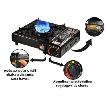 Imagem de Fogareiro a Gás para Camping Botijão Ou Enlatado com Boca Única e Controle de Chama com Maleta de Transporte Bak