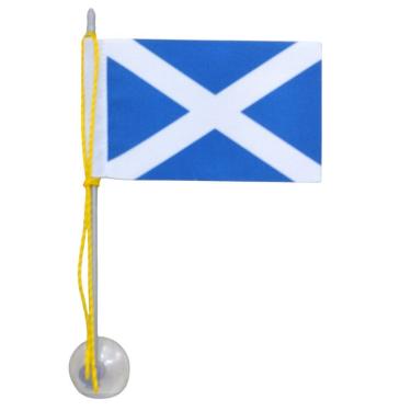 Imagem de Mini Bandeira da Escócia com Ventosa (5,5CM X 8,5CM) para Vidro de Automóvel com Pedestal Amarelo Azul SP Bandeiras