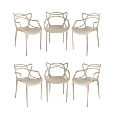 Imagem de Kit 6 Cadeiras Allegra Estrutura em Plástico Assento em Polipropileno com Fibra de Vidro Nude