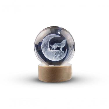 Imagem de Luminária de Mesa Luminária Abajur Globo Vidro Lobo Led Usb para Decoração com Globo de Vidro 3D Transparente Apex
