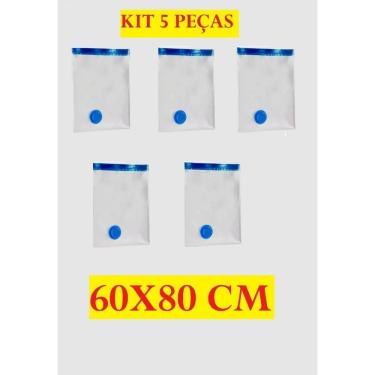 Imagem de Saco a Vácuo para Roupas Kit 5 Sacos Herméticos 60x80 cm Organização Plástico Reutilizá...