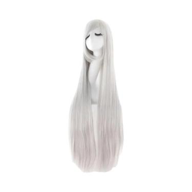 Imagem de Peruca Cosplay Lisa De 40 Polegadas Com Franja Preta, Cabelo Sintético