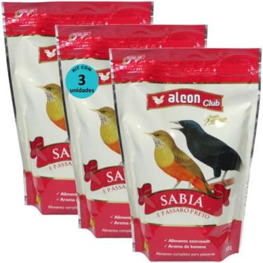 Imagem de Alcon club sabiá e pássaro preto super premium 500g kit com 3