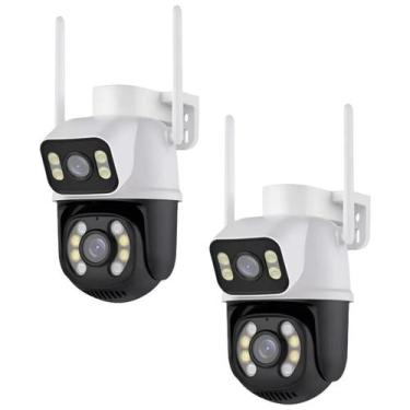 Imagem de Kit 2 Câmeras de segurança Wi-Fi externa noturna branca com sensor de 