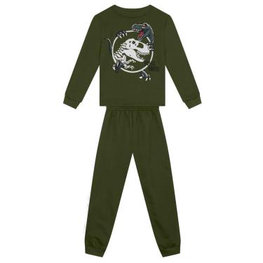 Imagem de Conjunto infantil em moletom de dinossauro Brandili-Masculino