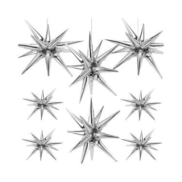 Imagem de Balões Estrela Azul 8 Peças Gigantes De Alumínio Para Decorações De Ch
