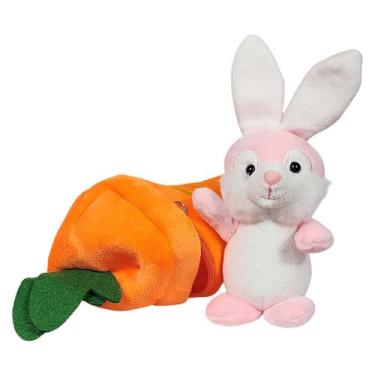 Imagem de Coelho De Pelúcia Dentro Da Cenoura 30cms - Rosa - Fizzy