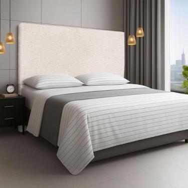 Imagem de Cabeceira Lisa Estofada 160 cm Para Cama Box Queen Linho - Clique Chiq