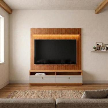 Imagem de Painel Rack com LED Ripado Para TV Até 75 Polegadas 2 Nichos - Repleta