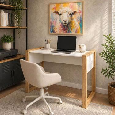 Imagem de Mesa Escritório Moderna Minimalista Office MDP MDF Freijo - Loja Sheep