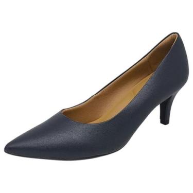Imagem de Scarpin Feminino Salto Médio Bico Fino Confortavel Usaflex, New blue, 