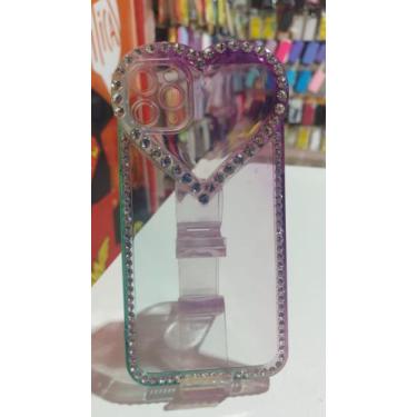 Imagem de Capa Capinha Compatível Celular IPhone 11 Pro Max Coração Com Strass -