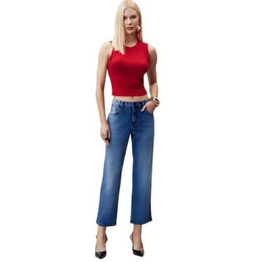 Imagem de Calça Jeans Feminina Cropped Reta Rubi Flor De Lis, Jeans médio, 44