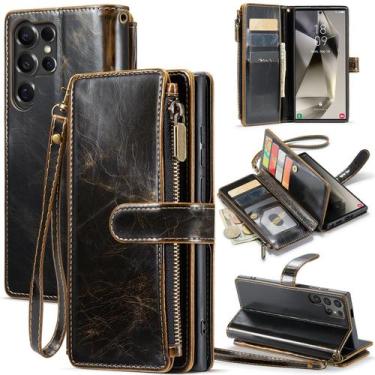 Imagem de Capa tipo carteira de couro Deekeewe para Samsung Galaxy S25 Ultra 5G
