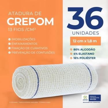 Imagem de Atadura Crepom Faixa Bandagem Elástica 12cmx1.8m Kit 36 Un - TEXMED