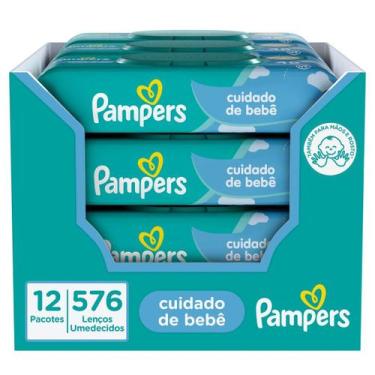 Imagem de Kit Lenços Umedecidos para Limpeza Pampers Cuidado de Bebê 576 Unidade
