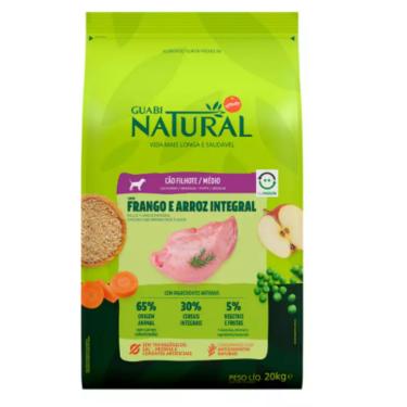 Imagem de Ração Guabi Natural para Cães Filhotes de Porte Médio Sabor Frango e Arroz Integral - 20KG