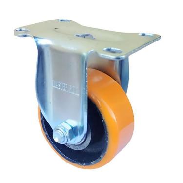 Imagem de Rodízio Giratório Master Roll Industrial Fixo com Rolamento 150KG Ferro Fundido Revestido com PU Alta Durabilidade
