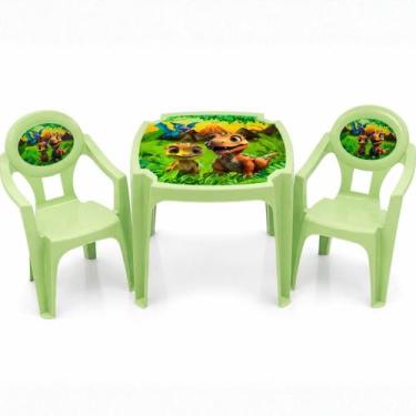 Imagem de Kit Mesa Infantil Dinossauro Verde 2 Poltronas Plasnew
