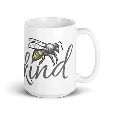 Imagem de Camiseta Bee kind - Caneca branca brilhante de abelha para bondade