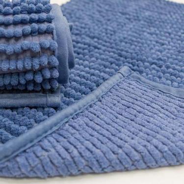 Imagem de Tapete Para Banheiro Microfibra Soft 45X65cm  Azul Escuro - Rozac