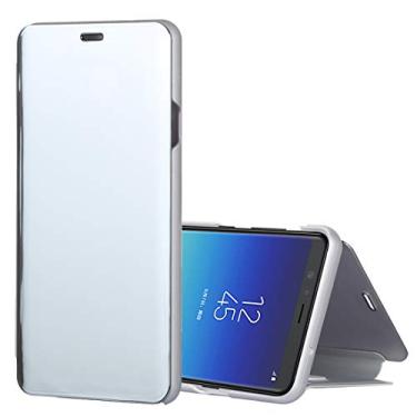 Imagem de Capa ultrafina espelhada transparente horizontal flip couro PU capa para Galaxy A9 Star, com suporte (dourado) capa traseira para telefone (cor prata)