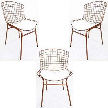 Imagem de Kit 3 Cadeiras BERTÓIA cobre assento branco tubular - Poltronas do Sul