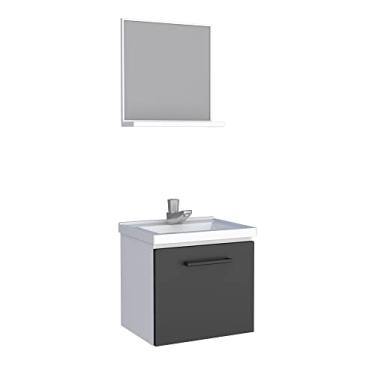 Imagem de Conjunto Para Banheiro Armário Com Espelho em Aço Pitanga - Cozimax (Pitanga, Branco/Preto)