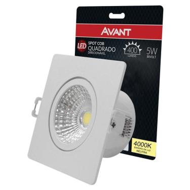 Imagem de Spot Led Cob Quadrado 5W Direcionável Bivolt Avant Branco Neutro