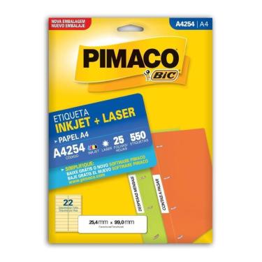 Imagem de Etiqueta Pimaco A4 Inkjet E Laser A4254 Com 550 Unidades