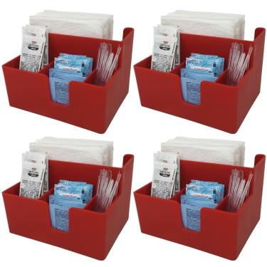 Imagem de Kit 4 Porta Sachês Guardanapos Açúcar Organizadores Bancada Vermelho