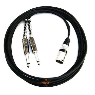 Imagem de Cabo de Áudio Blindado Y Canon XLR Macho P10 Mono Duplo Profissional 2 Metros