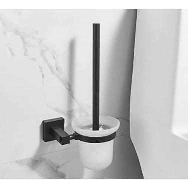 Imagem de Conjunto de ferragens para banheiro gancho preto barras de toalha prateleira cabide de toalha de alumínio acessórios para banheiro toalheiro anel de toalha escova de banheiro, escova de banheiro