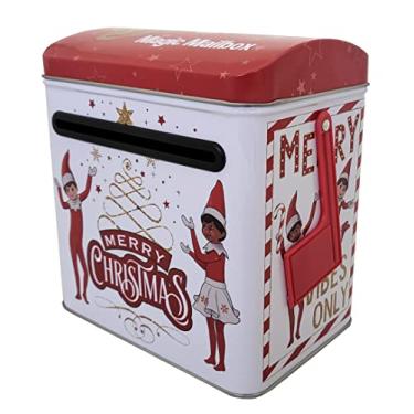 Imagem de The Tin Box Company The Elf on the Shelf Tall Magic Mailbox with Plastic Flag, Red and White