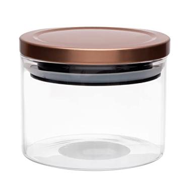 Imagem de Mimo Style Pote Hermético de Vidro Borossilicato com Tampa Bronze 370 ml Organizador de Alimentos Secos - Armazena de Forma Prática e Ideal Para sua Despensa, Balcão e Cozinha, Elegante e Moderno