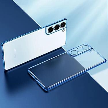 Imagem de Capa de telefone folheada a ouro para Samsung Galaxy S21 Ultra S20 Plus S22 S 21 20 5g Capa protetora de silicone transparente, azul, para S30