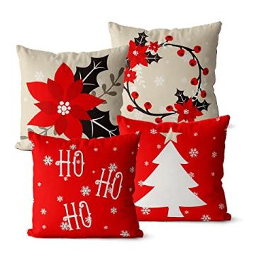 Imagem de kit 4 capas de almofadas natal elegante