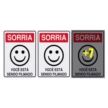 Imagem de Combo 10 Placas De Sinalização Sorria Você Está Sendo Filmado 15x20 Acesso - P-26 F9e