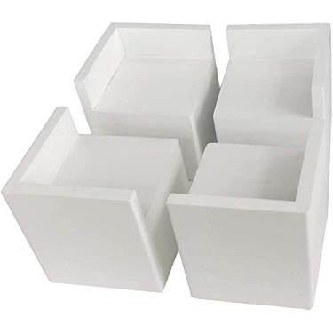 Imagem de Conjunto de 4 elevadores de cama móveis quadrados de 5 cm de madeira resistente preto elevadores de cama para pés de mesa de sofá, cadeira, ajuda você a armazenar sob a cama (branco)