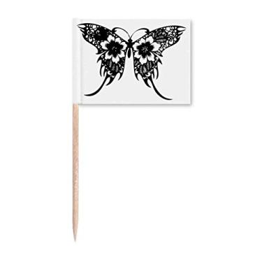 Imagem de Estilo chinês borboleta com asas florais palito de dente bandeiras marcadoras decoração de festa