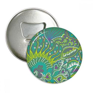 Imagem de Desenho de linha abstrato peixes verdes abridor de garrafas ímã de geladeira emblema multifuncional