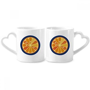 Imagem de O Alfabeto Laranja Frutas Bonito Padrão Casal Caneca Porcelana Conjunto de Cerâmica Copo Amante Coração Alça