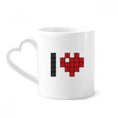 Imagem de Caneca I Love Valentine's Pixel para café cerâmica copo de coração de vidro