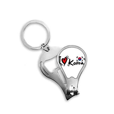 Imagem de I Love Korea Word Flag Love Heart Illustration Cortador de unhas abridor chaveiro tesoura