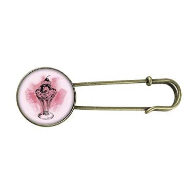 Imagem de Picolés de sorvete de chocolate cereja retrô broche de metal clipe de joias