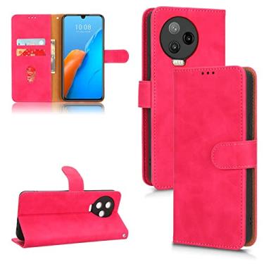 Imagem de Capas de telefone Business Skin Feel compatíveis com Infinix Note 12 Pro Note12Pro 4G Capa de couro com compartimentos para cartão clipe de carteira capa de telefone à prova de choque (rosa vermelha, Infinix Note 12 Pro 4G)